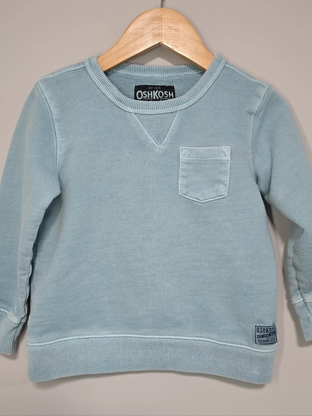 OshKosh Baby Blue Crewneck Sweatshirt with Chest Pocket